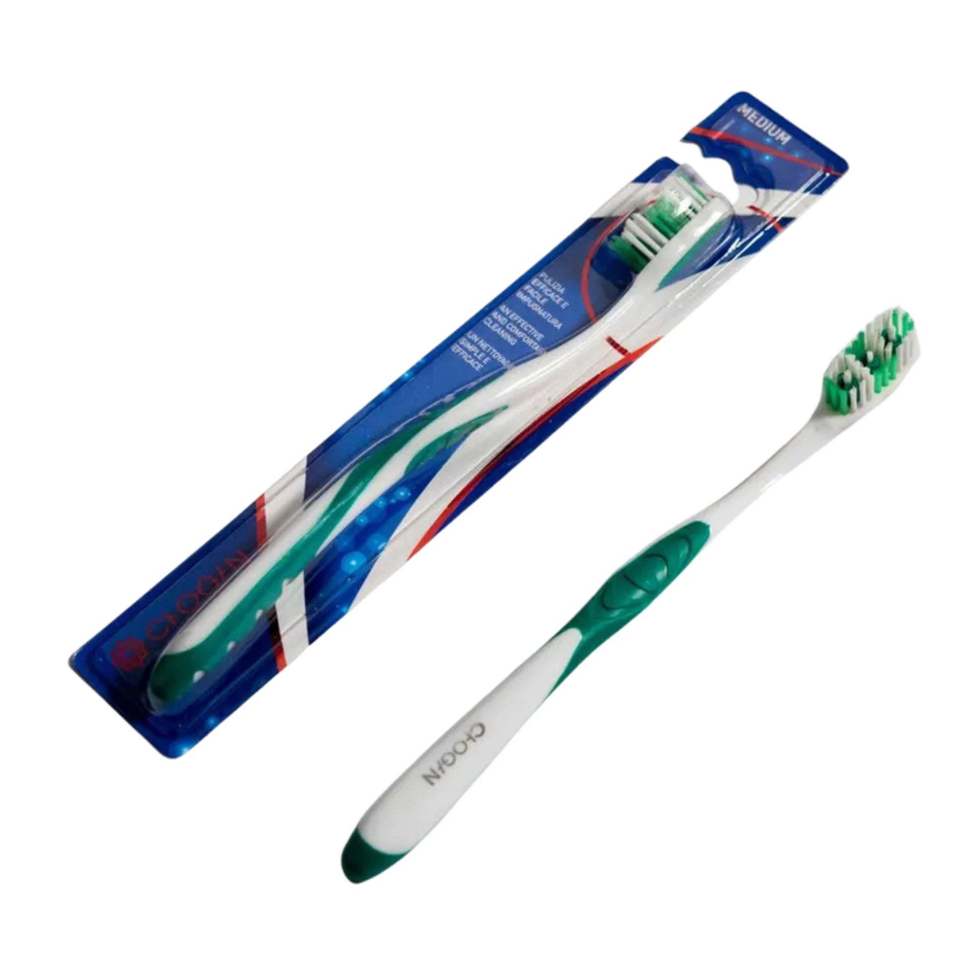 Brosse à dents - Soies Moyennes - BLANC-VERT - N° SPZ12 - JosMir Beauty & Luxury