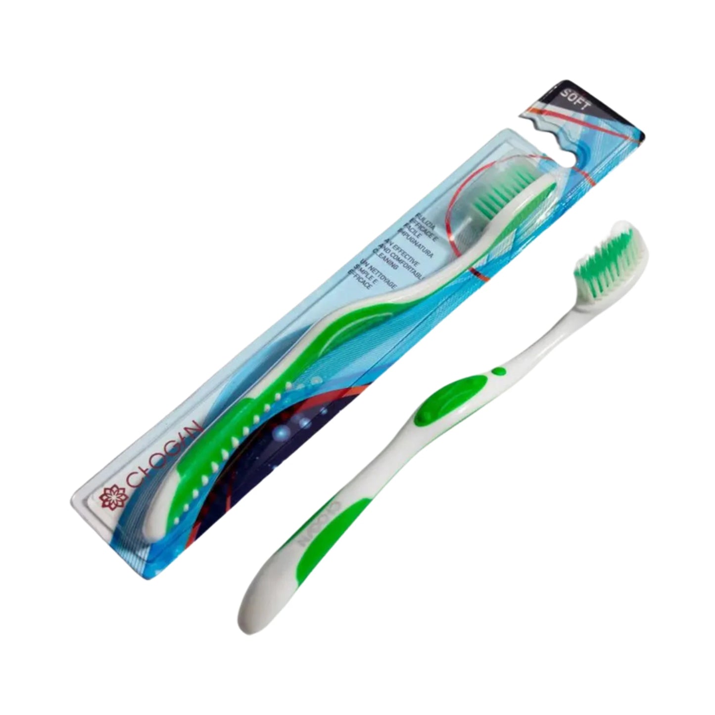 Brosse à dents - Soies souples - BLANC-VERT - N° SPZ17 - JosMir Beauty & Luxury