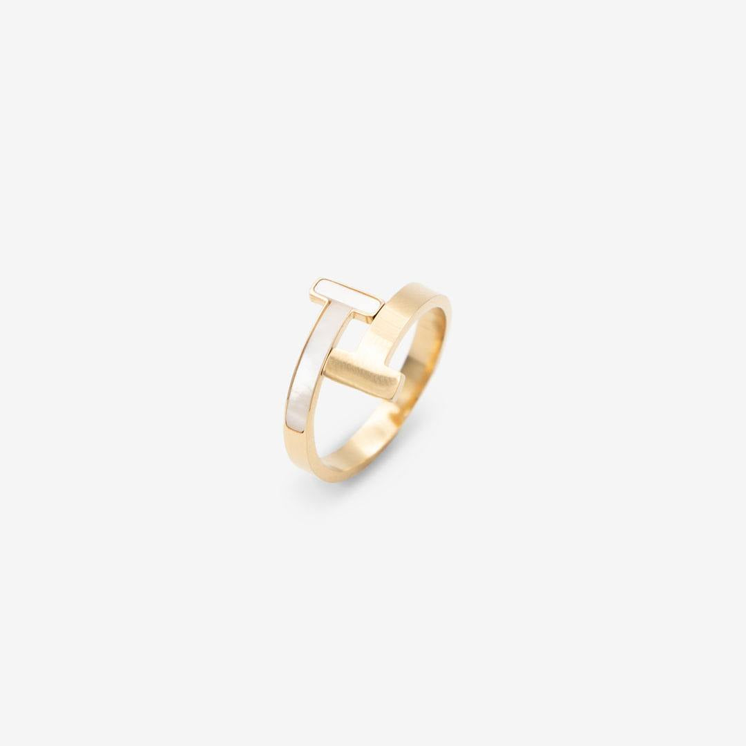 Bague « GOLD & WHITE » plaquée OR 18 Carats - N° BIGAG092