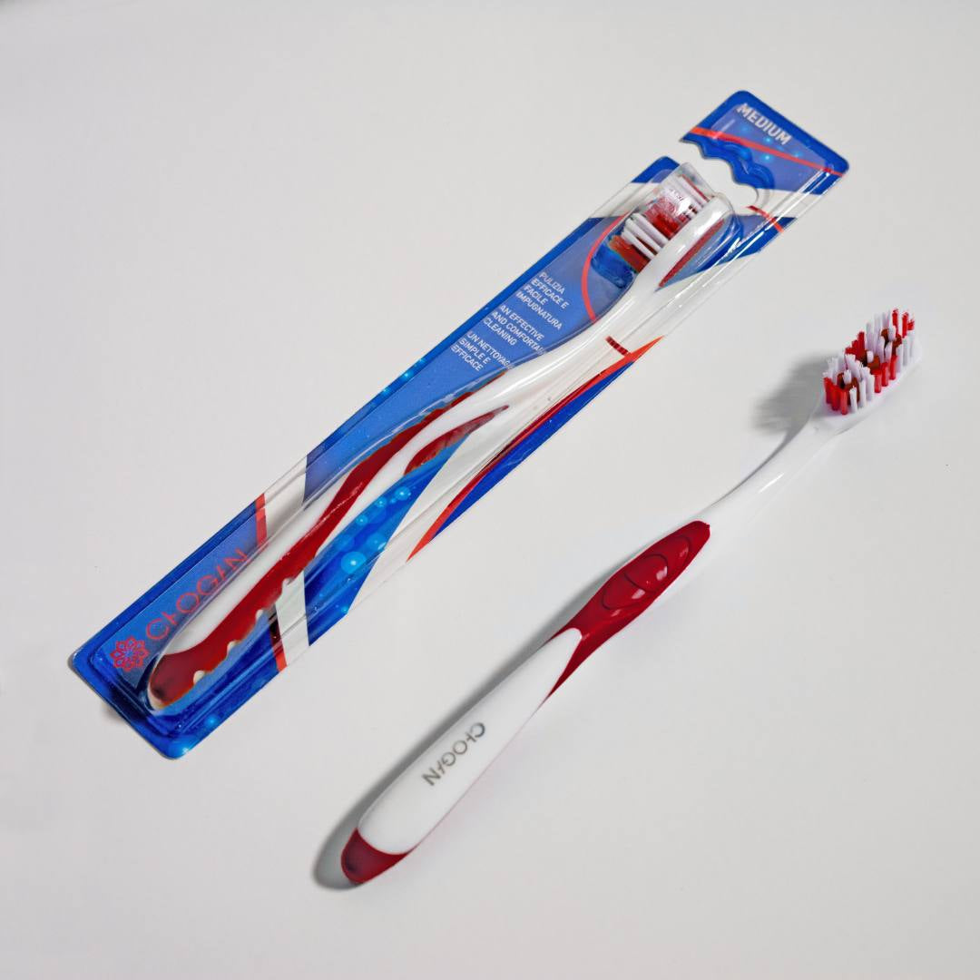 Brosse à dents - Soies Moyennes - BLANC-ROUGE - N° SPZ11