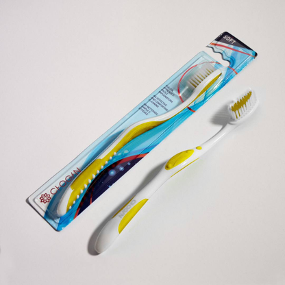 Brosse à dents - Soies souples - BLANC-JAUNE - N° SPZ16