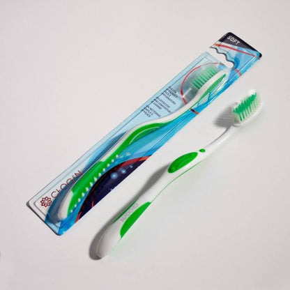 Brosse à dents - Soies souples - BLANC-VERT - N° SPZ17