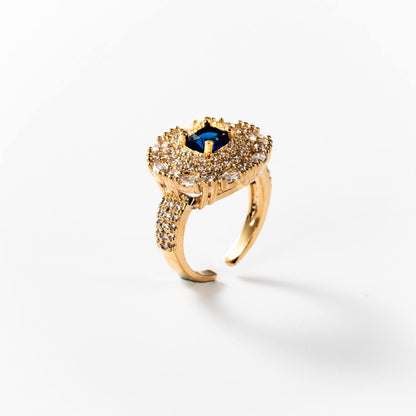 Bague Deep Blue plaquée or 24 carats - N° BIGAG024