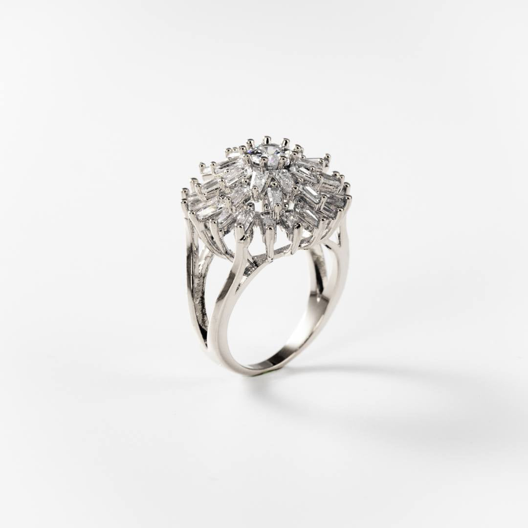 Bague Marguerite en métal rhodié - N° BIGAS008