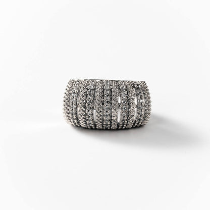 Bague pavé déco en métal rhodié - N° BIGAS007