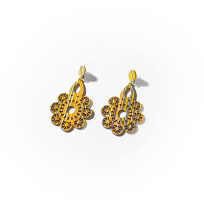 Boucles d’oreille fleurs en bois - N° BIGOL007