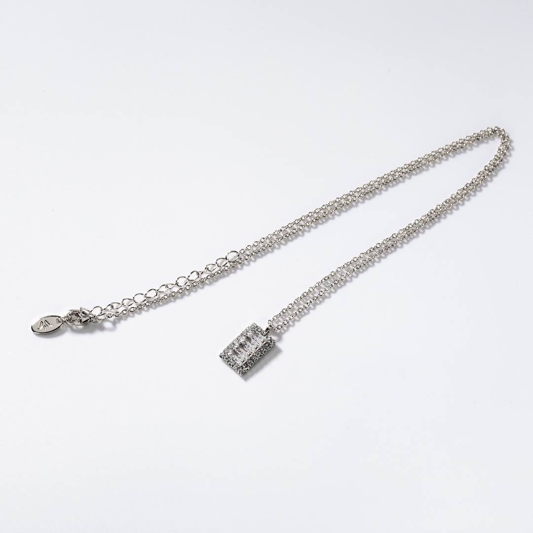 Collier « Rectangles précieux » en métal rhodié - N° BIGCD046A