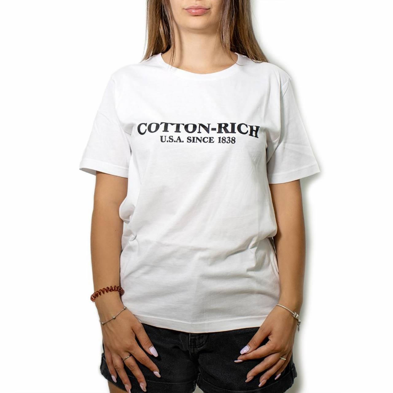 T-Shirt Cotton-Rich blanc imprimé - N° COT0003WHT