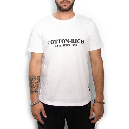 T-Shirt Cotton-Rich blanc imprimé - N° COT0003WHT