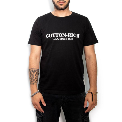 T-Shirt Cotton-Rich noir imprimé - N° COT0003BLK