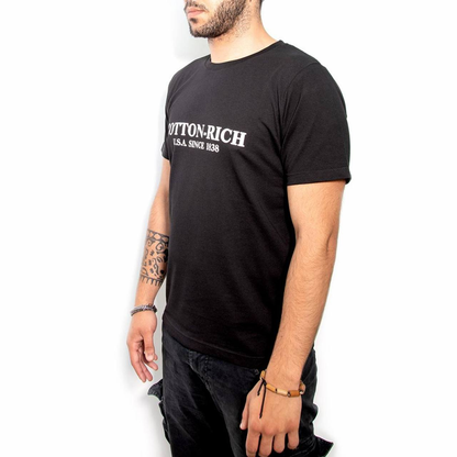 T-Shirt Cotton-Rich noir imprimé - N° COT0003BLK