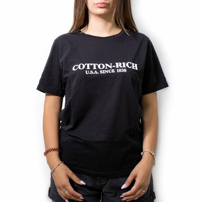 T-Shirt Cotton-Rich noir imprimé - N° COT0003BLK